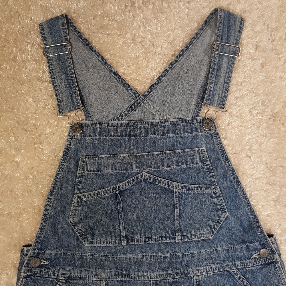 AEO Dungarees Workwear Denim Overall Shorts - Picture 2 of 8